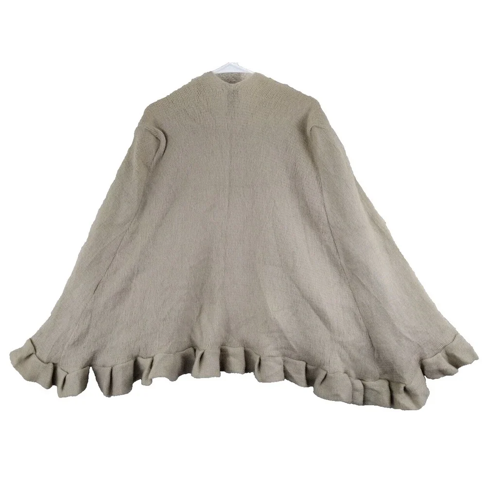 Vince Camuto Womens One‎ Size Peyote Knit Open Front Ruffle Cape Cardigan